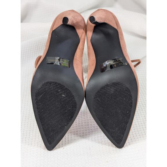 NWOT! CHARLOTTE RUSSE! PINK SUEDE LEATHER ANKLE WRAP HEELS! SZ 6 - Picture 7 of 8